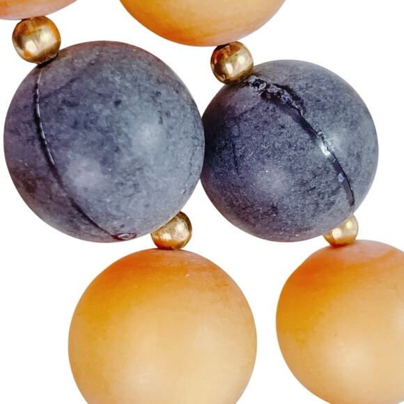 Vintage 1950s Lucite Multi Strand Necklace Black Gray Mustard Halloween Jewelry - Picture 7 of 11